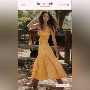 House of CB PHEDRA XS Tangerine Shirred sundress